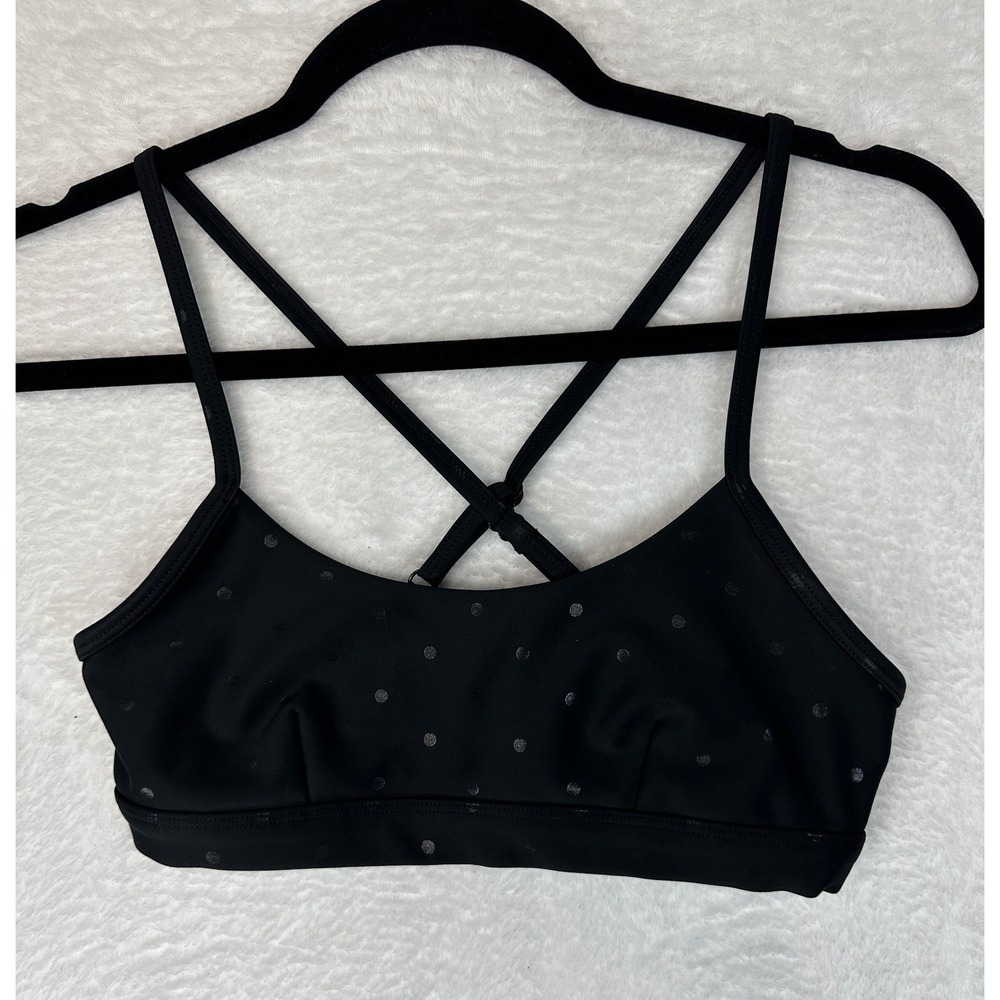 Alo Yoga Sports Bra Womens Small Black Polka Dot Strappy Criss Cross Back